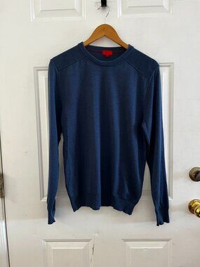 Isaia Men's Blue Cashmere/Silk/Wool Blend Pull-Over Crewneck Sweater Sz Med